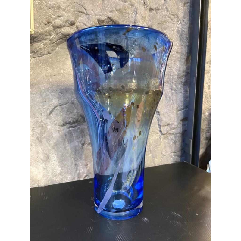 Samuel HERMAN for Val Saint Lambert, large crystal vase with inclusion