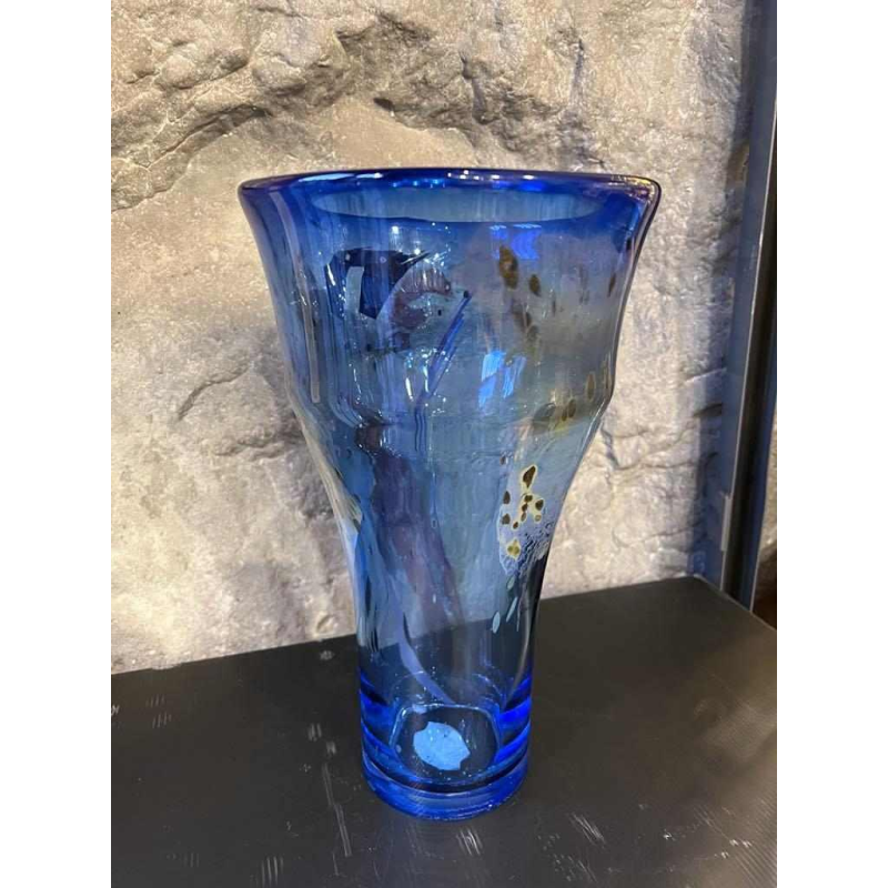 Samuel HERMAN pour Val Saint Lambert, grand vase en cristal à décor d'inclusions