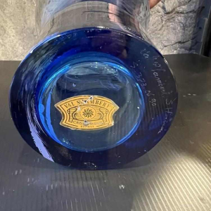 Samuel HERMAN pour Val Saint Lambert, grand vase en cristal à décor d'inclusions