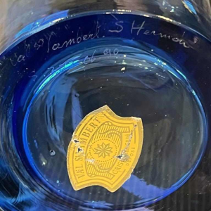 Samuel HERMAN pour Val Saint Lambert, grand vase en cristal à décor d'inclusions