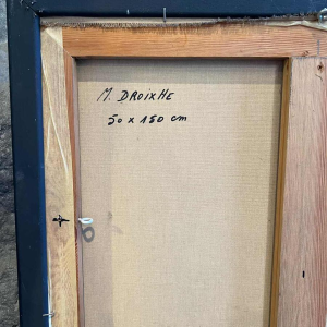 Martine DROIXHE (1954) painting Abstract composition mixed technique on canvas