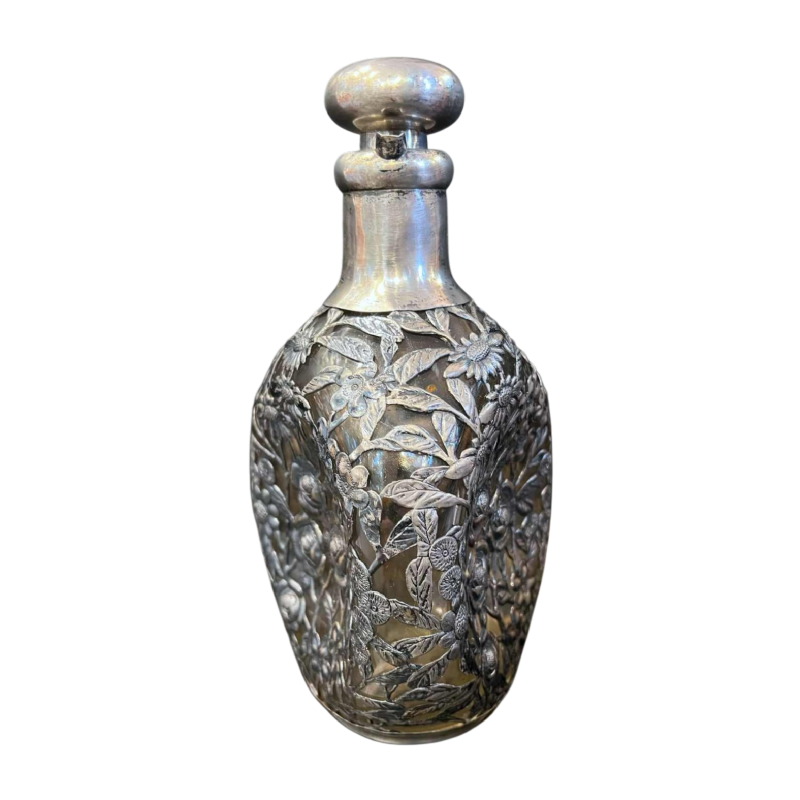 Carafe en verre, monture en argent, Chine 20ème siècle