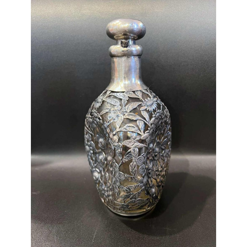 Glass decanter with silver frame, China 20th century