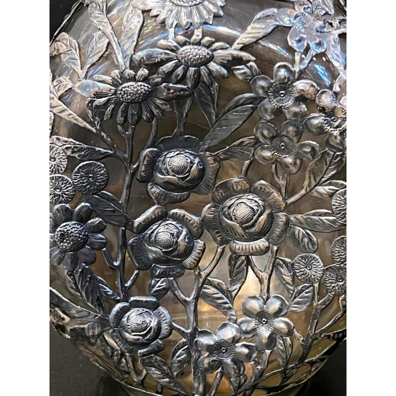 Carafe en verre, monture en argent, Chine 20ème siècle
