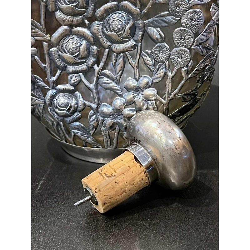 Carafe en verre, monture en argent, Chine 20ème siècle