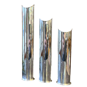 SABATTINI Lino " Giselle " ensemble de 3 vases soliflores en métal argenté, vers 1960-70