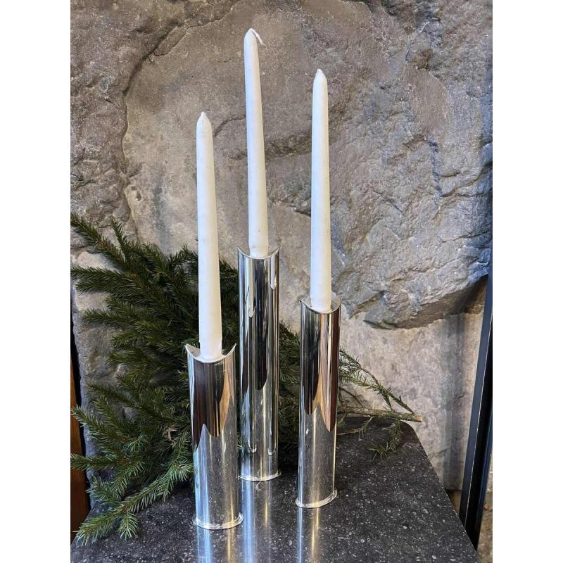 SABATTINI Lino ‘Giselle’ set of 3 silver-plated soliflor vases, circa 1960-70