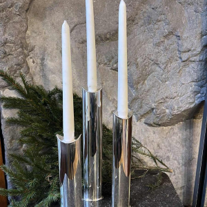 SABATTINI Lino “Giselle” set van 3 verzilverde soliflor vazen, circa 1960-70