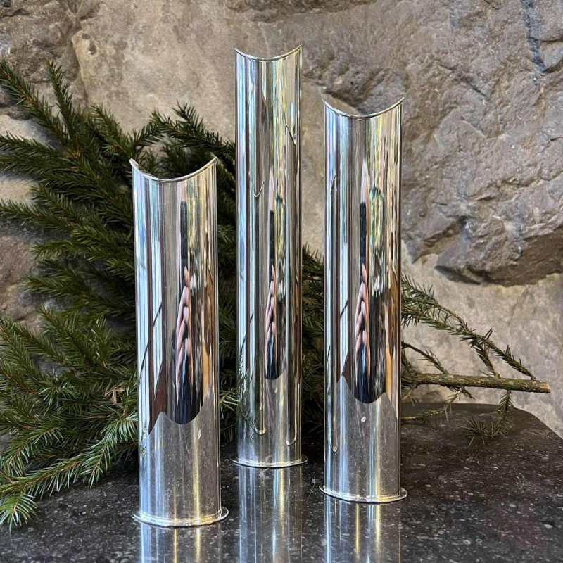 SABATTINI Lino ‘Giselle’ set of 3 silver-plated soliflor vases, circa 1960-70