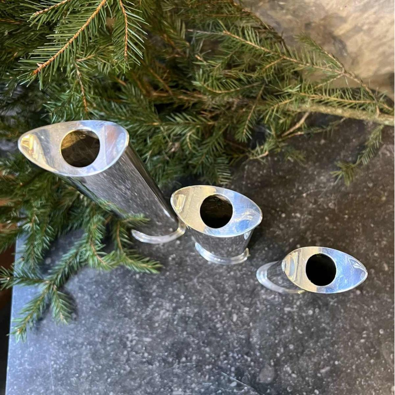 SABATTINI Lino ‘Giselle’ set of 3 silver-plated soliflor vases, circa 1960-70