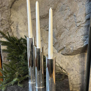 SABATTINI Lino “Giselle” set van 3 verzilverde soliflor vazen, circa 1960-70