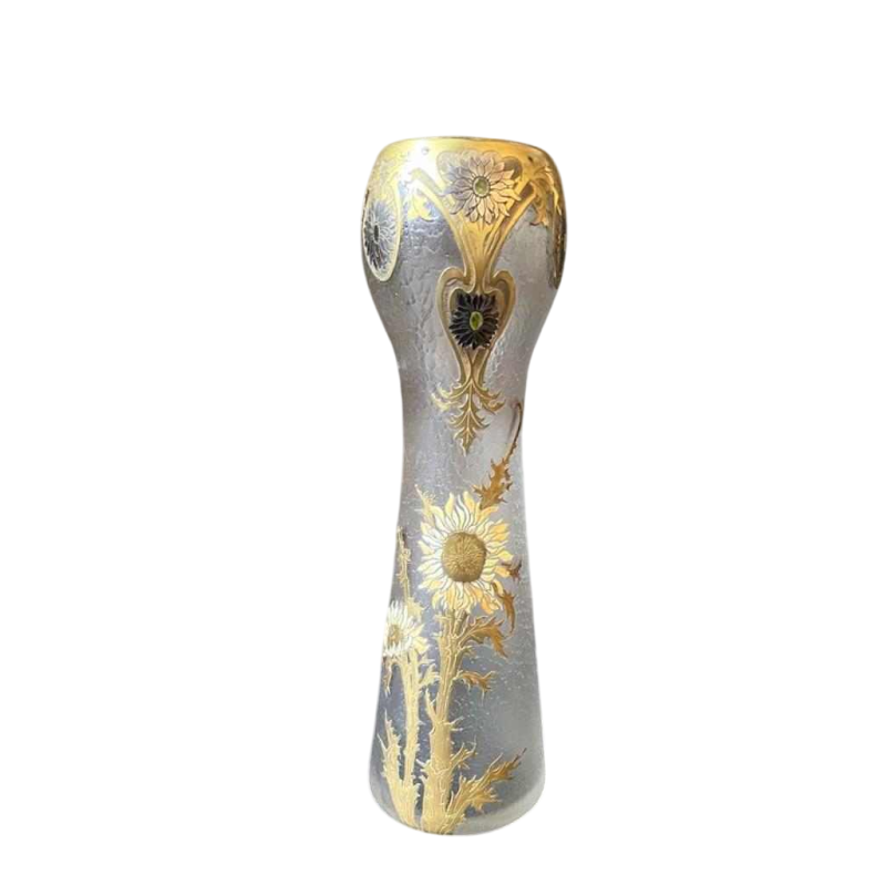 LEGRAS Monjoye, Art Nouveau vaas met ronde hals in geëmailleerd mat glas, ca 1900