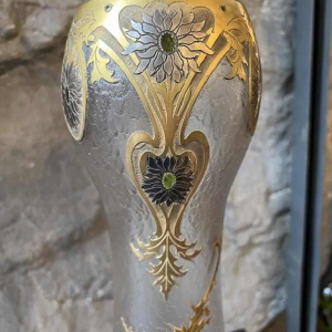LEGRAS Monjoye, Art Nouveau vaas met ronde hals in geëmailleerd mat glas, ca 1900