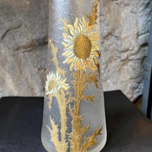 LEGRAS Monjoye, Art Nouveau vaas met ronde hals in geëmailleerd mat glas, ca 1900