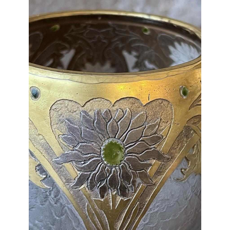 LEGRAS-Monjoye, Art Nouveau vase with rounded neck in enamelled frosted glass, ca 1900