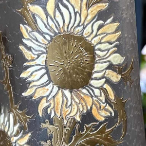 LEGRAS Monjoye, vase Art Nouveau à col renflé en verre givré émaillé, ca 1900