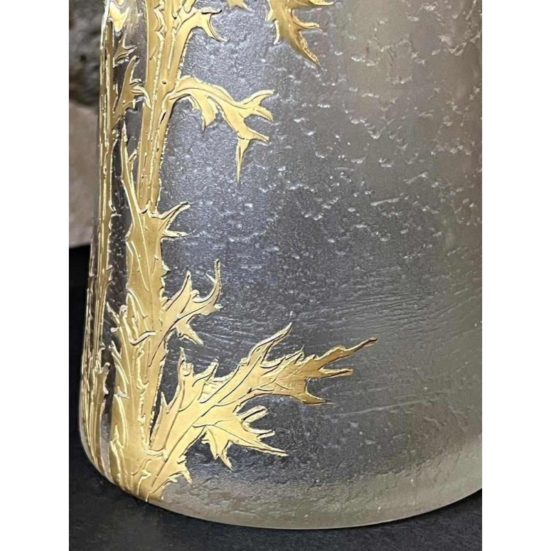 LEGRAS-Monjoye, Art Nouveau vase with rounded neck in enamelled frosted glass, ca 1900