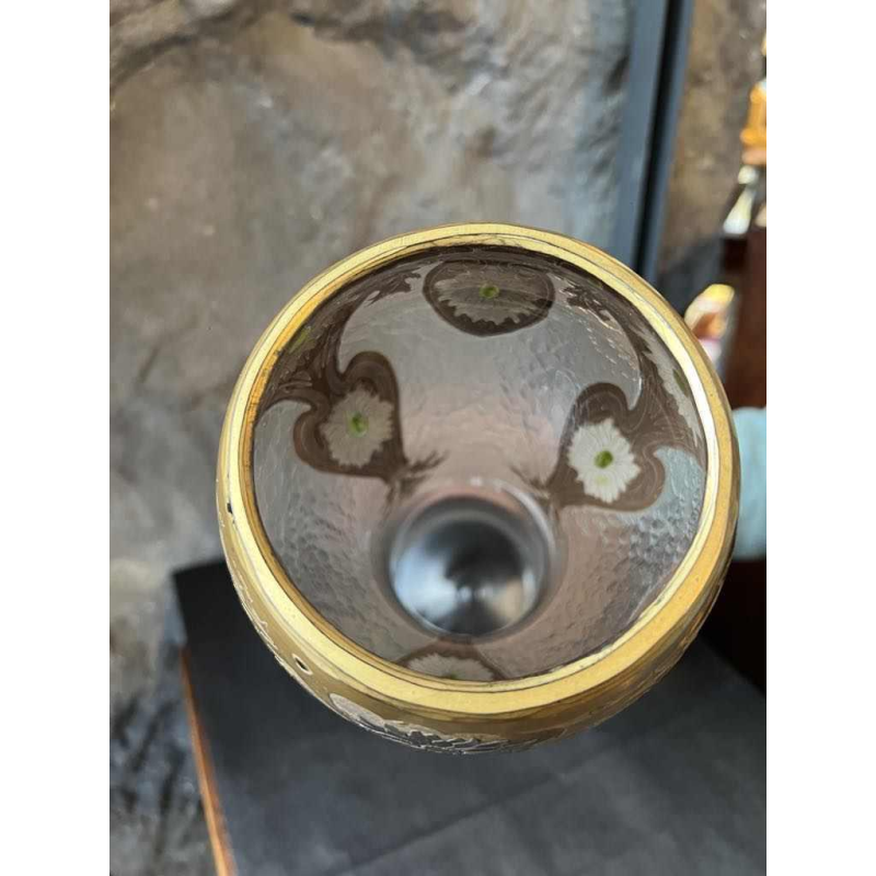 LEGRAS Monjoye, Art Nouveau vaas met ronde hals in geëmailleerd mat glas, ca 1900