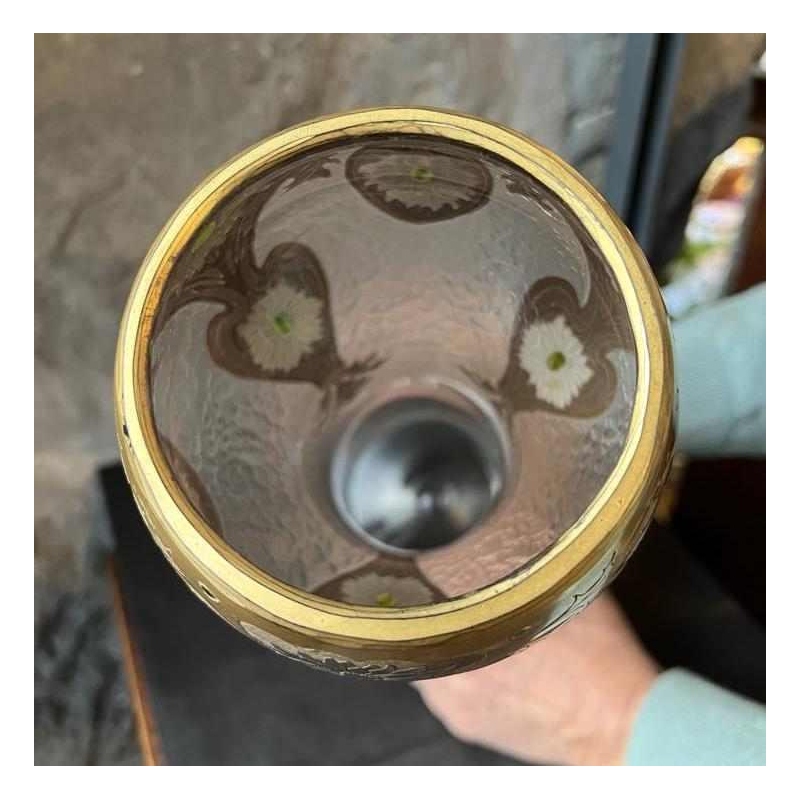 LEGRAS Monjoye, Art Nouveau vaas met ronde hals in geëmailleerd mat glas, ca 1900