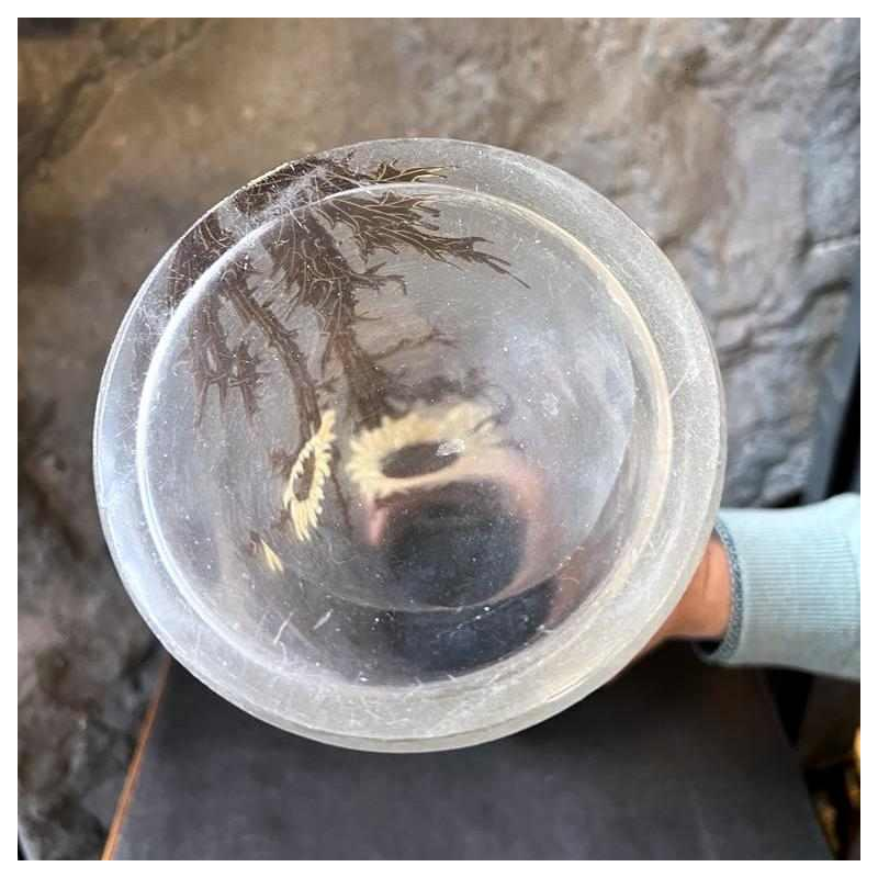 LEGRAS Monjoye, vase Art Nouveau à col renflé en verre givré émaillé, ca 1900