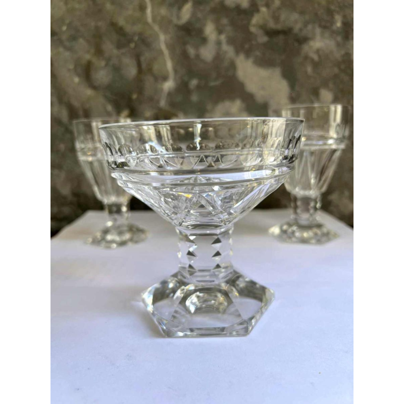 Val Saint Lambert, cut crystal glass set, Mesmer model, 36 pieces