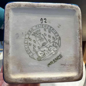 LONGWY - Crackled earthenware vase with polychrome enamel decoration - Art Deco period