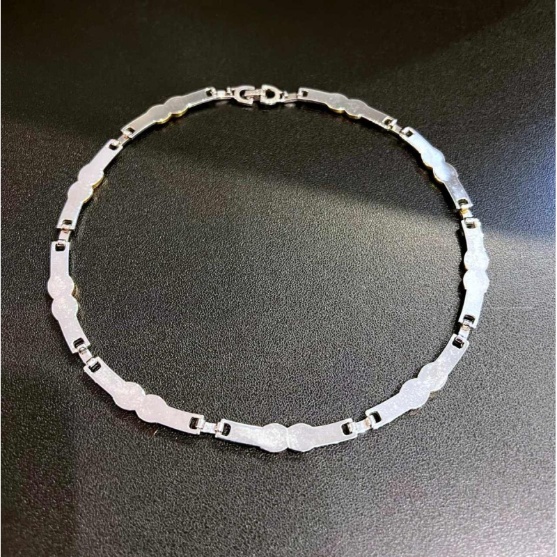 Christian DIOR, verzilverd en verguld stalen halsketting choker collier