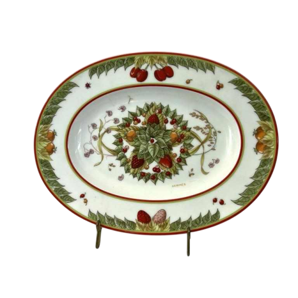 Hermès « Le jardin de Pythagore » plat ovale porcelaine