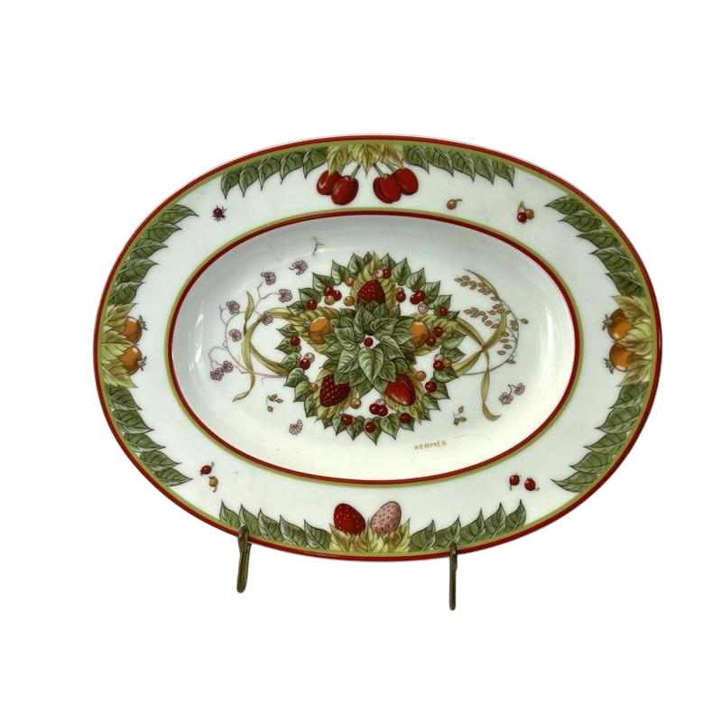 Hermès « Le jardin de Pythagore » plat ovale porcelaine