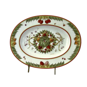 Hermès « Le jardin de Pythagore » plat ovale porcelaine