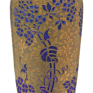 Léon Ledru pour Val Saint Lambert, vase Art Nouveau cristal bleu cobalt et galvanoplastie, 1900