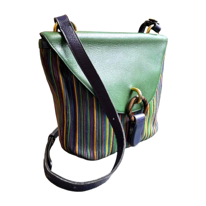 DELVAUX - Veelkleurige geweven leren tas