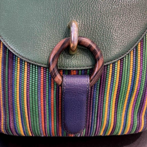 DELVAUX - Veelkleurige geweven leren tas