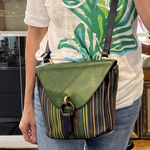 DELVAUX - Sac en cuir tressé multicolore