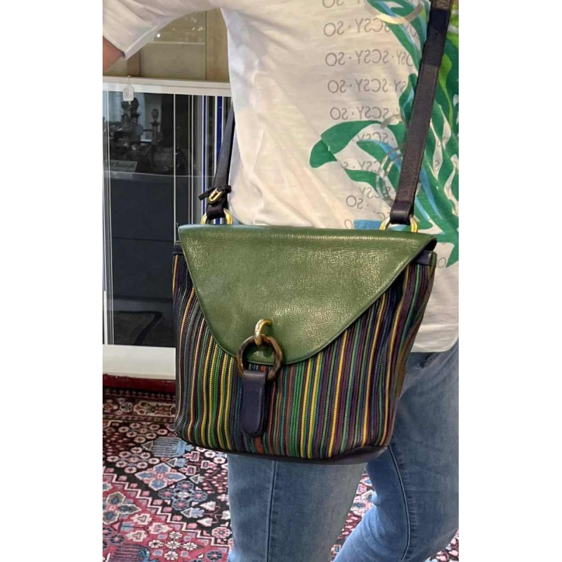 DELVAUX - Veelkleurige geweven leren tas