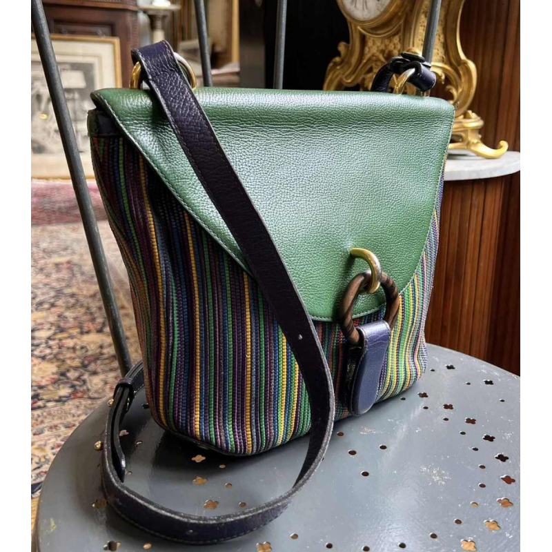 DELVAUX - Veelkleurige geweven leren tas