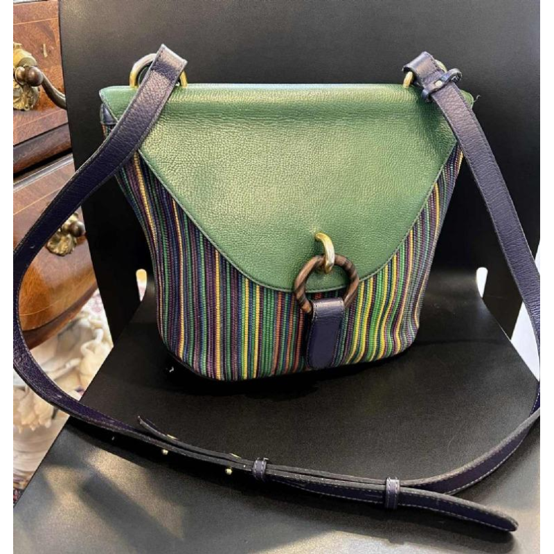 DELVAUX - Veelkleurige geweven leren tas