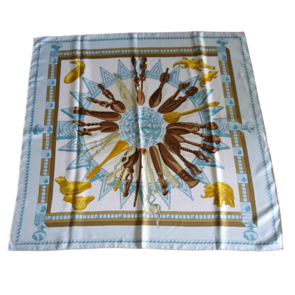 Hermès Paris for Cathy Latham, spoon silk square from Africa