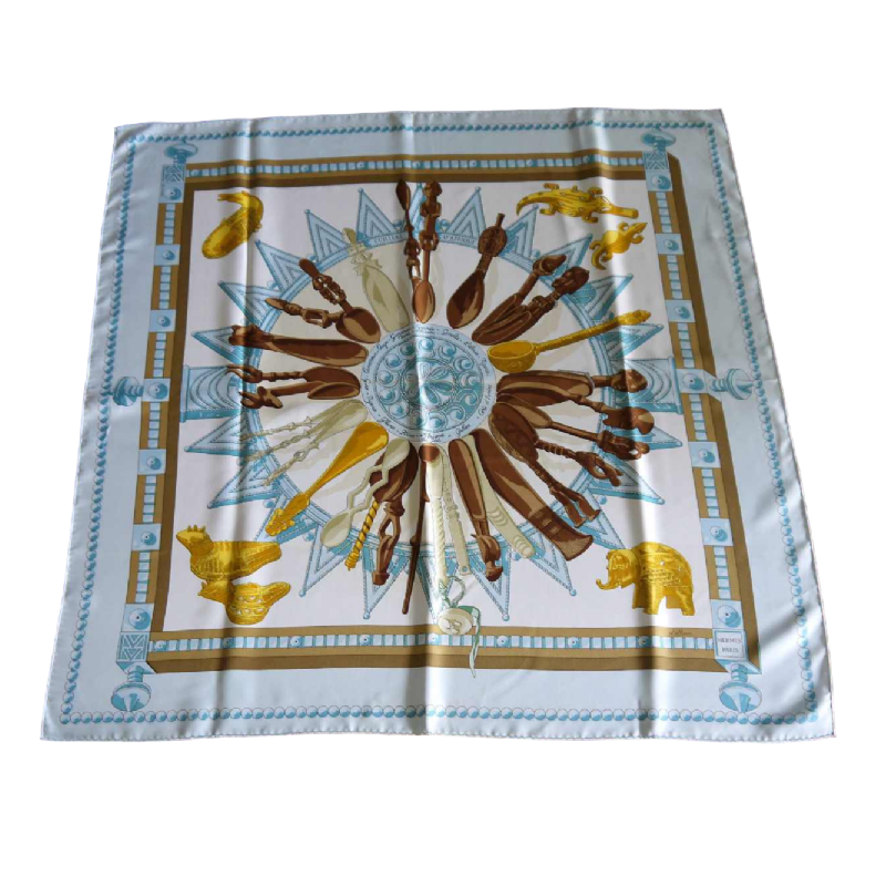 Hermès Paris for Cathy Latham, spoon silk square from Africa