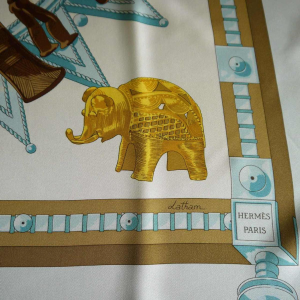 Hermès Paris for Cathy Latham, spoon silk square from Africa