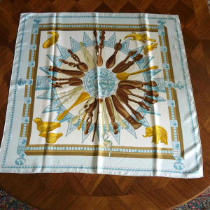 Hermès Paris for Cathy Latham, spoon silk square from Africa