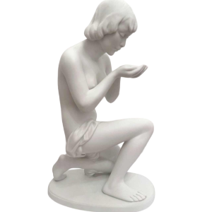 Kurt STEINER for Wallendorfer Porzellan Manufaktur, porcelain biscuit "Young woman kneeling".