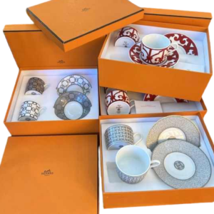 HERMÈS Paris - set of 2 porcelain tea/coffee cups and saucers