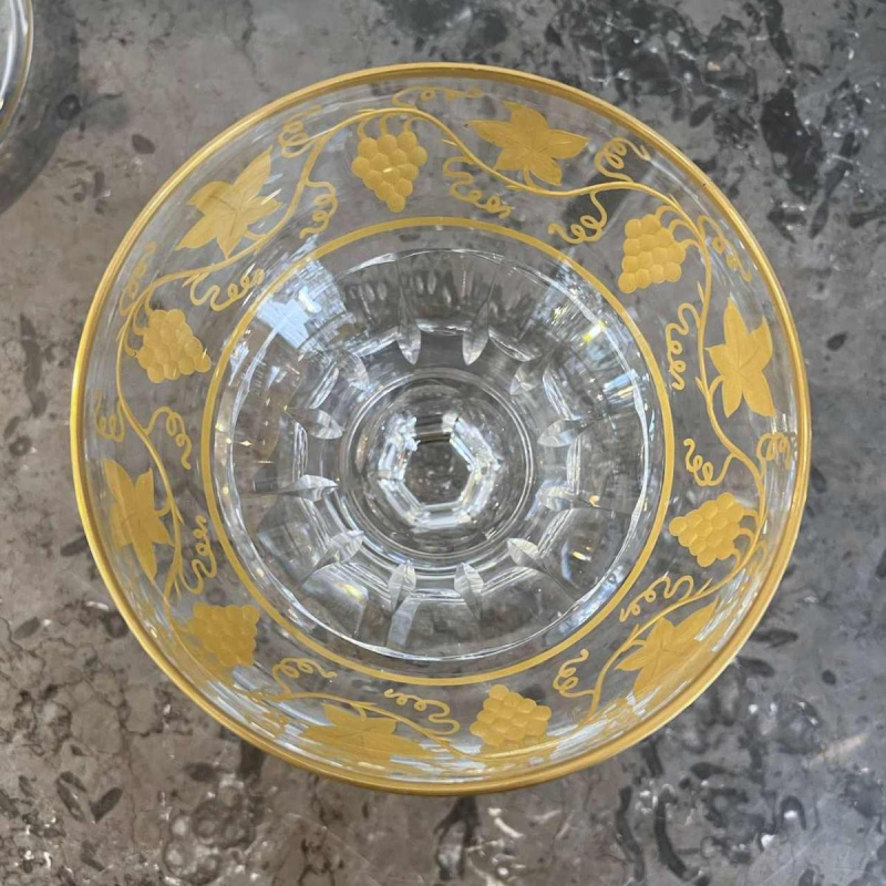 Val Saint Lambert Clear crystal cruet with engraved and gold-gilded decoration