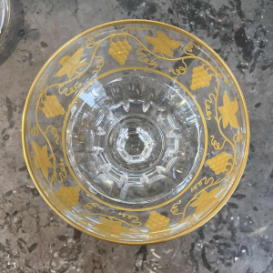 Val Saint Lambert Helder kristallen cruet met gegraveerde en vergulde decoratie