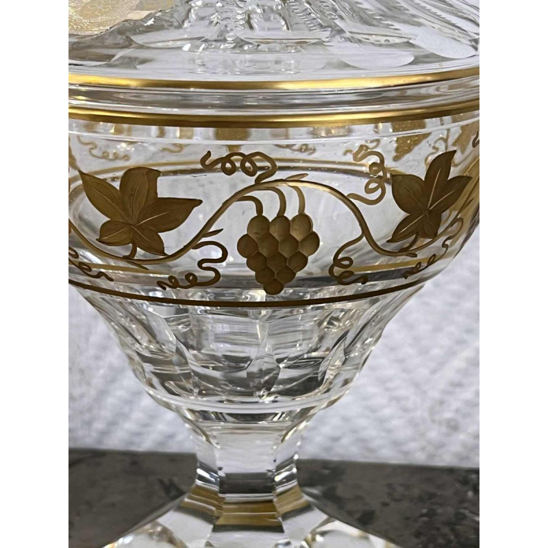 Val Saint Lambert Helder kristallen cruet met gegraveerde en vergulde decoratie