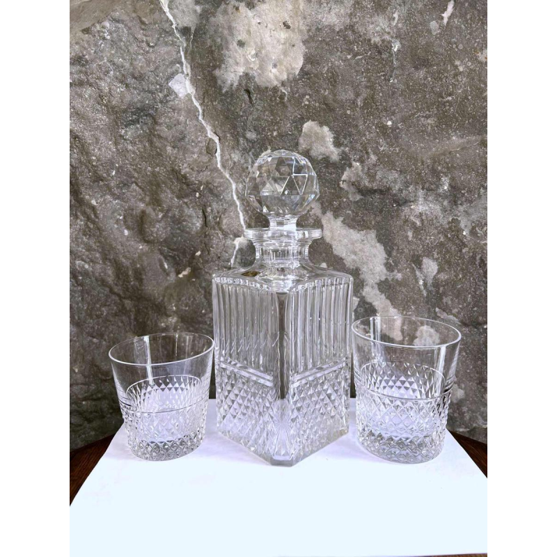 Val Saint Lambert, carafe à whisky en cristal taillé, 20ème siècle