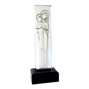 Lalique France “Maagd en kind”, geperst gegoten glas sculptuur
