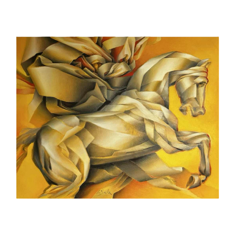 Charles-Louis Lasalle 'l'étalon à l'honneur' tableau huile sur toile, 1997