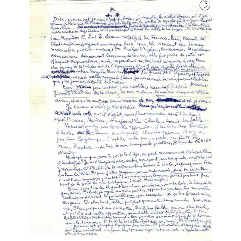 Louis Aragon Manuscrit - Exposé d'une exposition - 1977